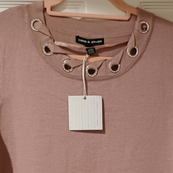 CABLE & GAUGE RAYON PINK MAUVE TOP RHINESTONES ACC - Picture 6 of 10